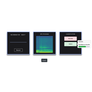 Pictures from stages of the audio classifier on App Inventor.'